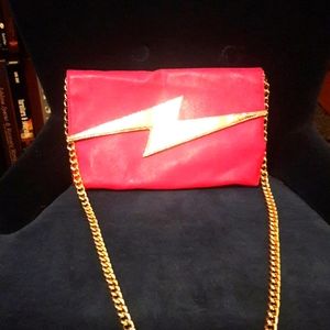 Betsey Johnson hot pink and gold leather purse